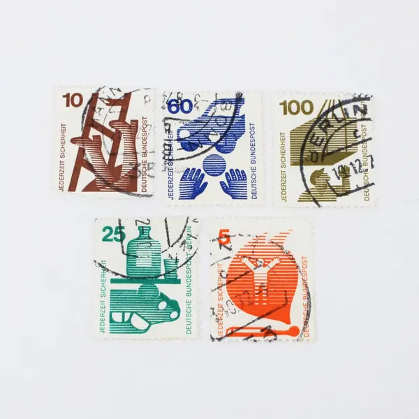 Lot Of 5 Germany 1970s Accident Prevention Stamps Used 