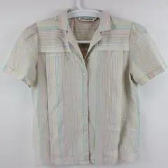 Josephine Women's Pastel Striped Short Sleeve Button Down Shirt Size 10