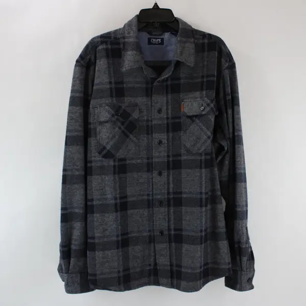 Chaps Men's Flannel Shirt XL Blue Gray Plaid Button-Down