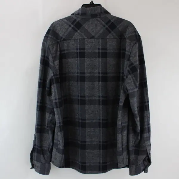 Chaps Men's Flannel Shirt XL Blue Gray Plaid Button-Down