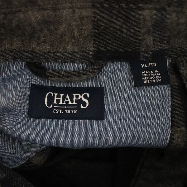 Chaps Men's Flannel Shirt XL Blue Gray Plaid Button-Down