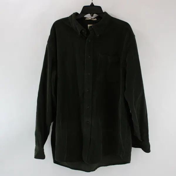 L.L. Bean Men's XL Regular Green Corduroy Button-Down Shirt