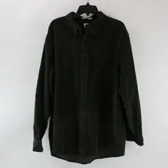 L.L. Bean Men's XL Regular Green Corduroy Button-Down Shirt