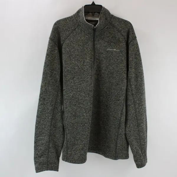 Eddie Bauer Men's Charcoal Gray Knit 1/4-Zip Pullover Sweater XL