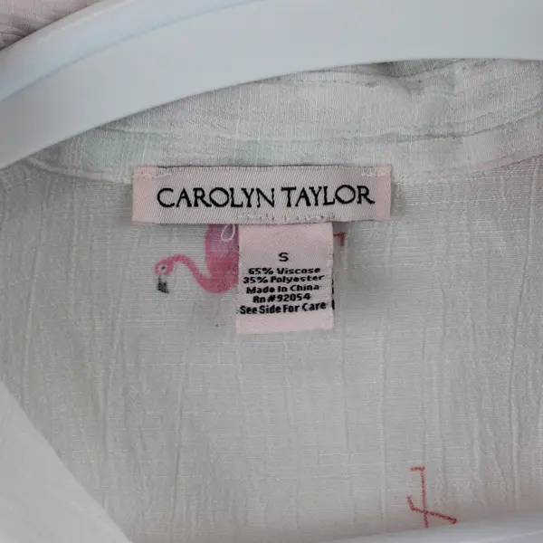 Carolyn Taylor Women's Flamingo Print Button Down Shirt Small