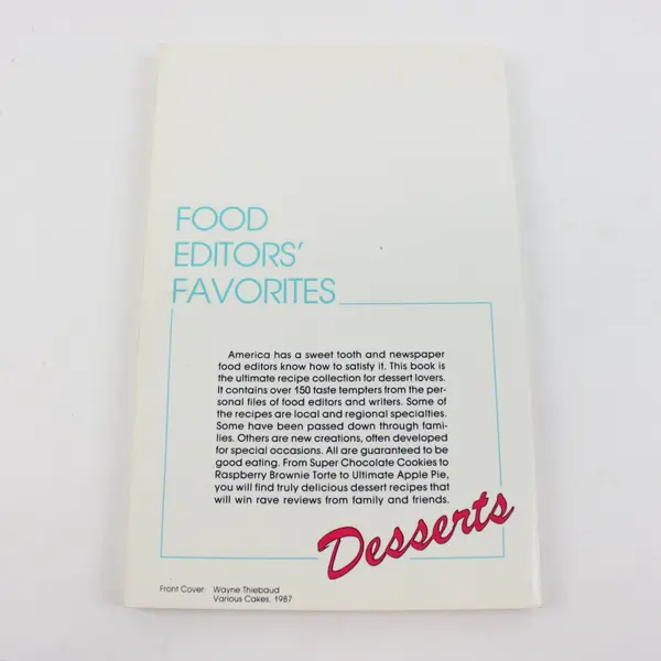 MADD VTG Food Editor's Favorites Desserts Barbara G Ostmann Jane Baker 1988 PB 