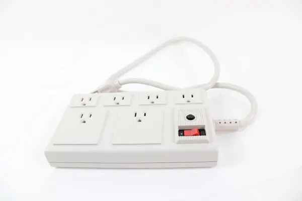 Woods 6-Outlet Surge Protector Power Strip White Resettable Switch