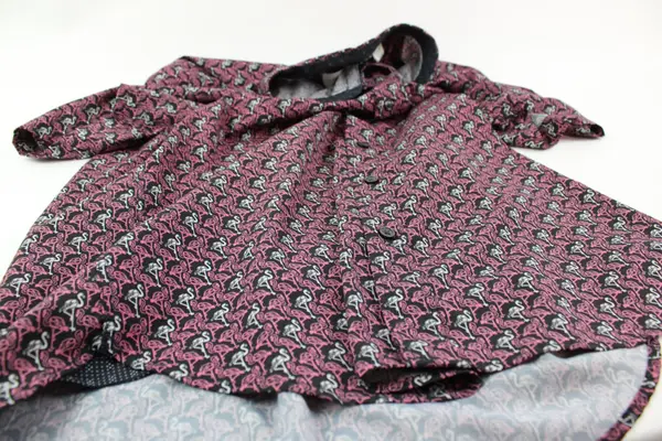 Con.Struct Men's L Slim Fit 4-Way Stretch Flamingo Print Short Sleeve Button Up 