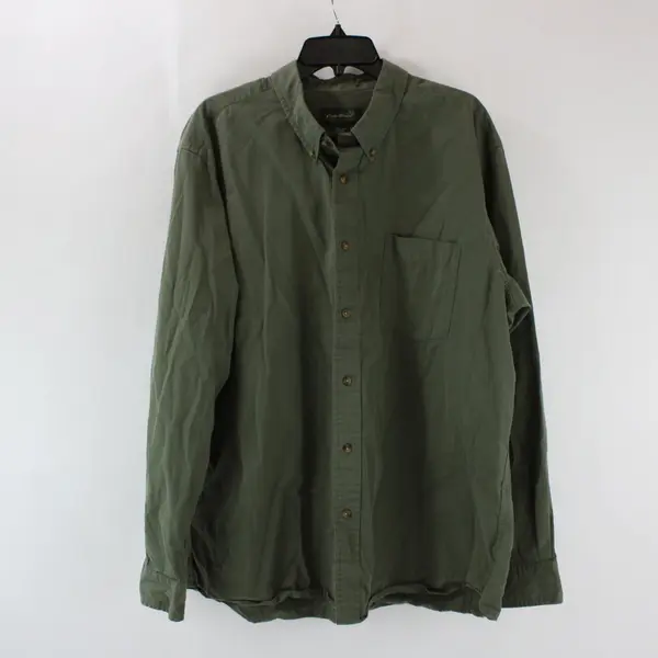 Eddie Bauer Men's XL Army Green Long Sleeve Button-Down Shirt