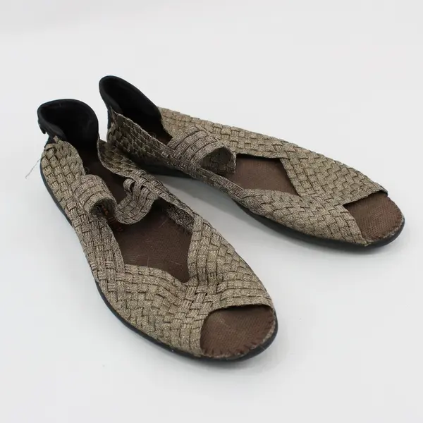 Bernie Mev Women's Sparkly Brown Peep Toe Flats Size 39