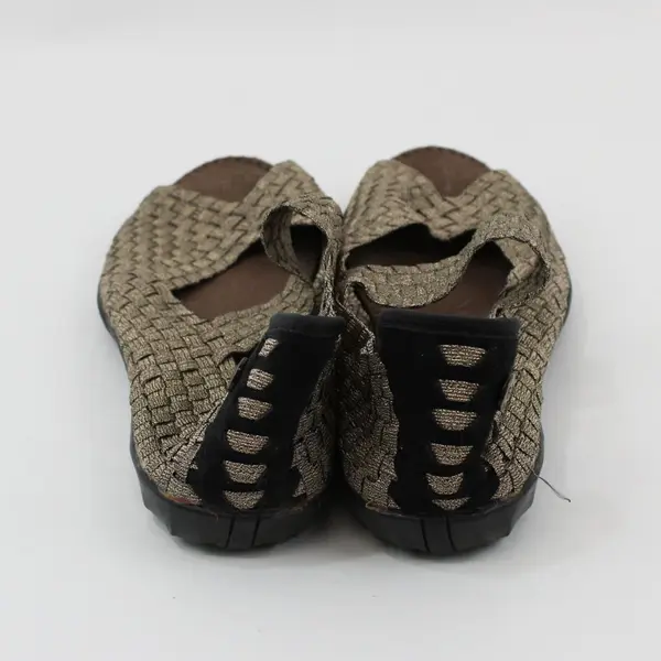 Bernie Mev Women's Sparkly Brown Peep Toe Flats Size 39