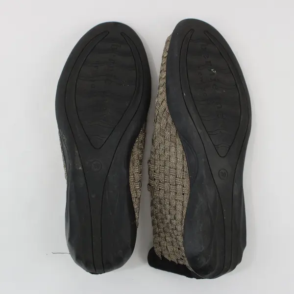 Bernie Mev Women's Sparkly Brown Peep Toe Flats Size 39