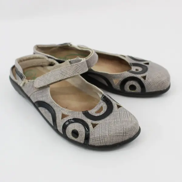 NAOT Women's Gray Black Strappy Closed-Toe Flats Size 40