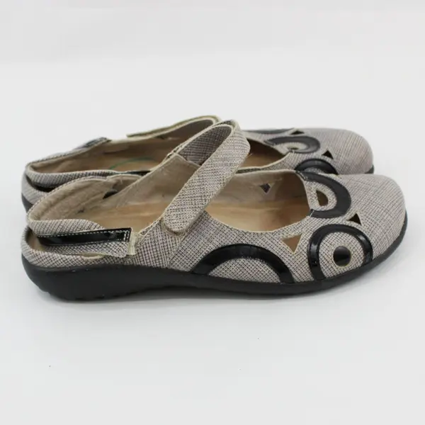 NAOT Women's Gray Black Strappy Closed-Toe Flats Size 40