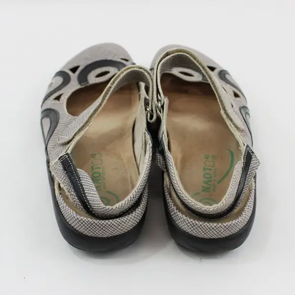 NAOT Women's Gray Black Strappy Closed-Toe Flats Size 40