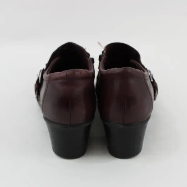 Clarks Women's Burgundy Leather Buckle Ankle Booties Size 9