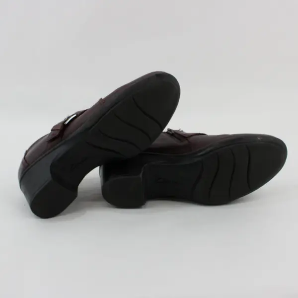 Clarks Women's Burgundy Leather Buckle Ankle Booties Size 9