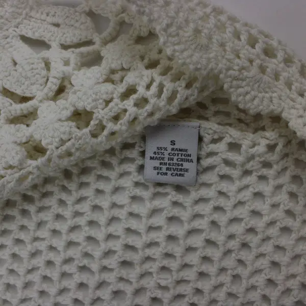 Dressbarn Women's Off-White Lace Crochet Beaded Cardigan Small