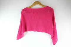 Pink Crochet Short Poncho Shawl One Size Women's Wrap