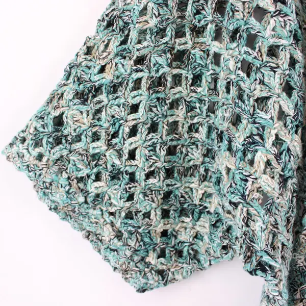 Women's S/M Green Tan Variegated Crochet Cropped Cardigan