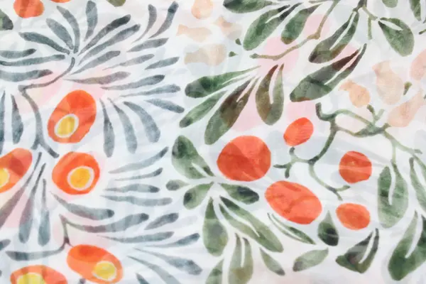 V&A Silk Scarf Orange Green Beige Boho Print Women's Accessory