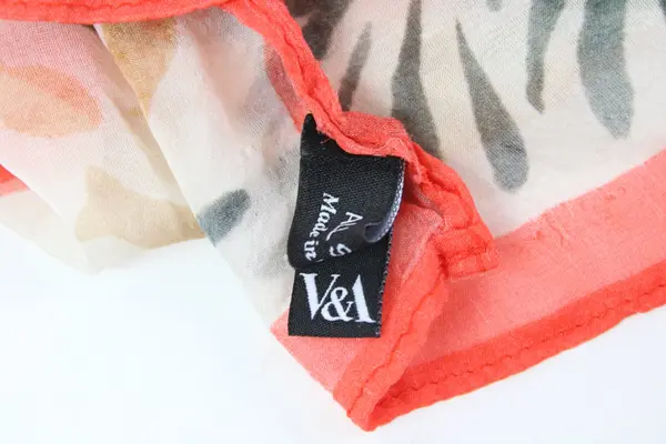 V&A Silk Scarf Orange Green Beige Boho Print Women's Accessory