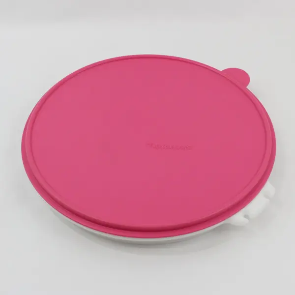 Tupperware 405-1 Divided Veggie Keeper Pink Lid 12 Inch