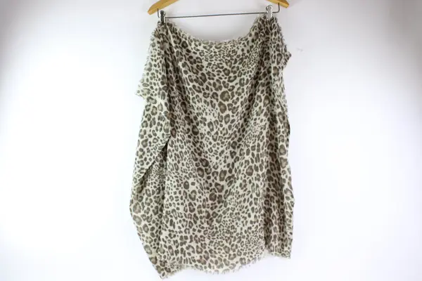 Women's Brown Cheetah Print Infinity Scarf Fringe Trim One Size