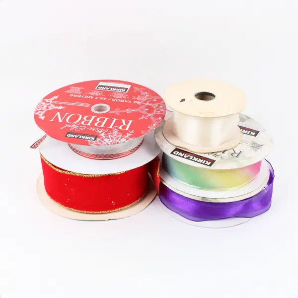 Lot 5 Partial Ribbon Rolls Assorted Colors Kirkland Signature Nu-Vel Lion
