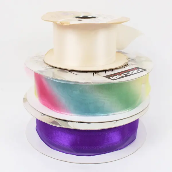 Lot 5 Partial Ribbon Rolls Assorted Colors Kirkland Signature Nu-Vel Lion