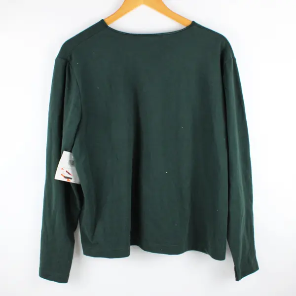 NWT North Crest Women's Button-Front Cardigan Forest Green 1X 14W/16W