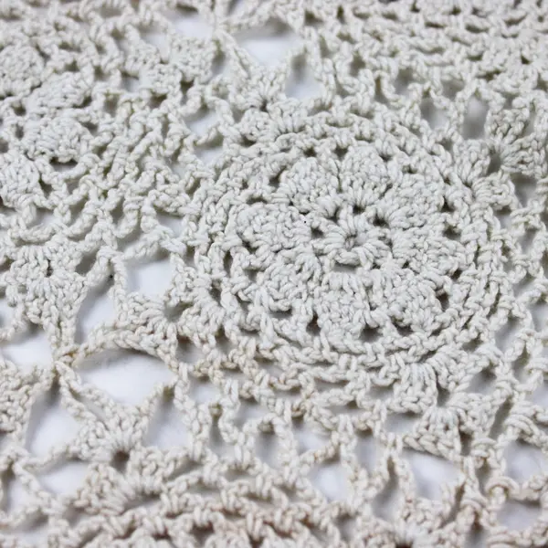Set of 2 Cream Rectangular Crocheted Table Doilies 16 x 11