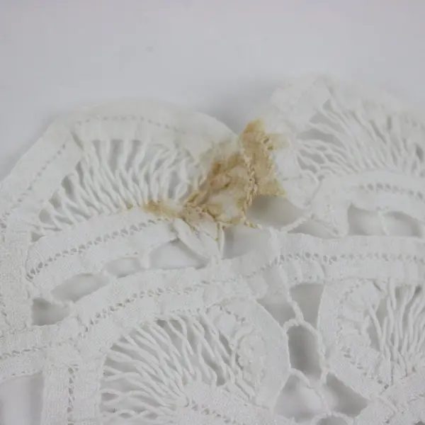Vintage Set of 2 White Battenburg Lace Table Runner Dresser Scarf & Doily