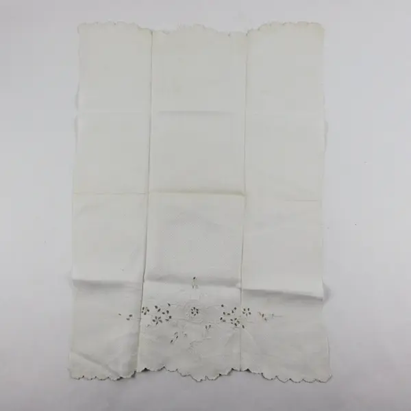 Embroidered Linen Napkin Doily White Rectangular 14 x 10.5 Cutwork