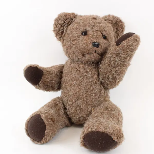 Vintage-Style Brown Teddy Bear Fuzzy Plush Seated 16in Worn Pilled Fur