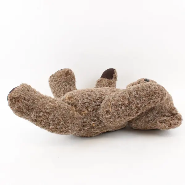 Vintage-Style Brown Teddy Bear Fuzzy Plush Seated 16in Worn Pilled Fur