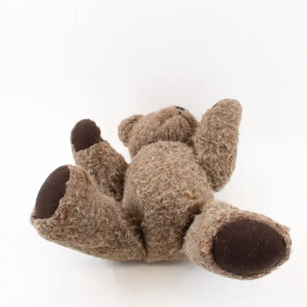 Vintage-Style Brown Teddy Bear Fuzzy Plush Seated 16in Worn Pilled Fur