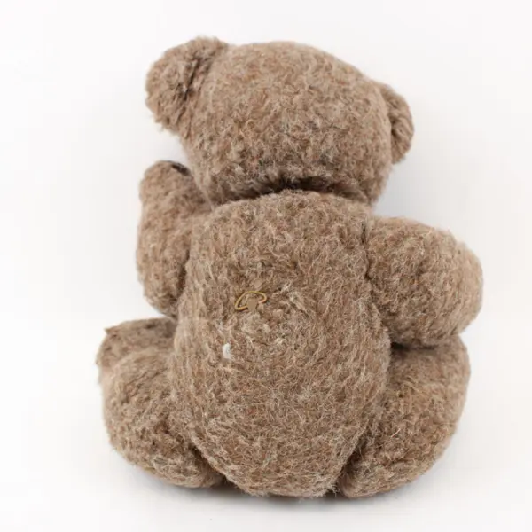 Vintage-Style Brown Teddy Bear Fuzzy Plush Seated 16in Worn Pilled Fur