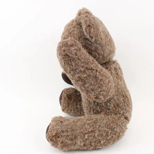 Vintage-Style Brown Teddy Bear Fuzzy Plush Seated 16in Worn Pilled Fur