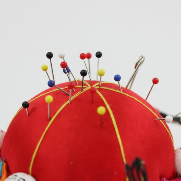 Novelty Red Pin Cushion with Colorful Figures Sewing Craft Decor
