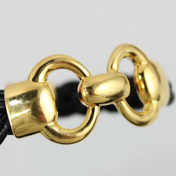 Milor Italy Braided Black Bracelet Gold Tone Clasp 8 Inch 32 grams