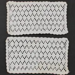Lot of 2 Handmade Crochet Blanket Stitch Doilies White Scalloped Edge