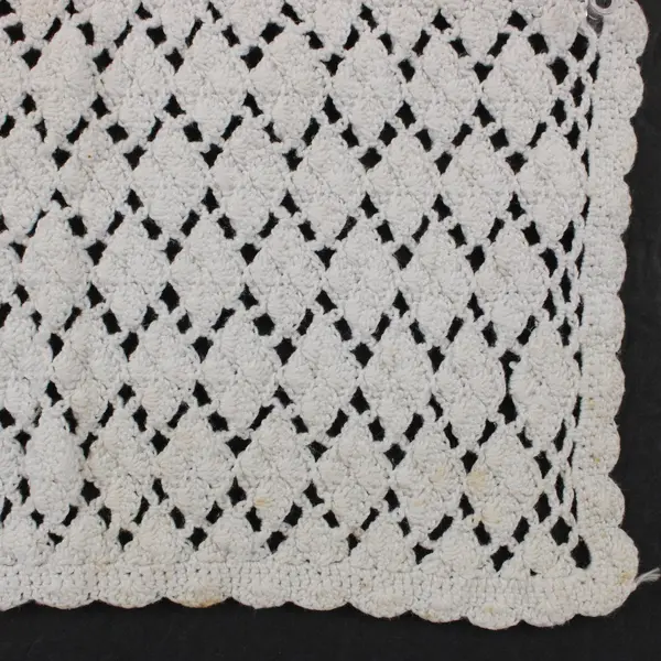 Lot of 2 Handmade Crochet Blanket Stitch Doilies White Scalloped Edge