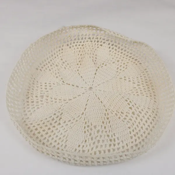 Lot of 3 Handmade Crocheted Lace Doilies Cream Floral Decor