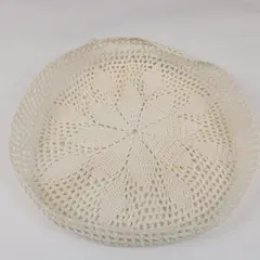 Lot of 3 Handmade Crocheted Lace Doilies Cream Floral Decor
