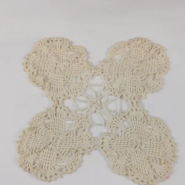 Lot of 3 Handmade Crocheted Lace Doilies Cream Floral Decor