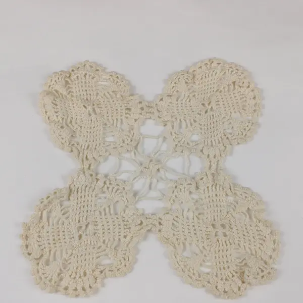 Lot of 3 Handmade Crocheted Lace Doilies Cream Floral Decor