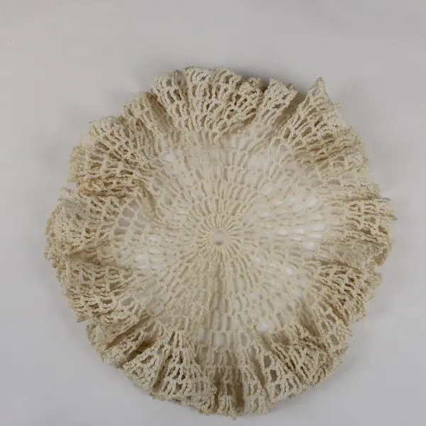 Lot of 3 Hand Crochet Blue White Round Ruffle Edge Doilies