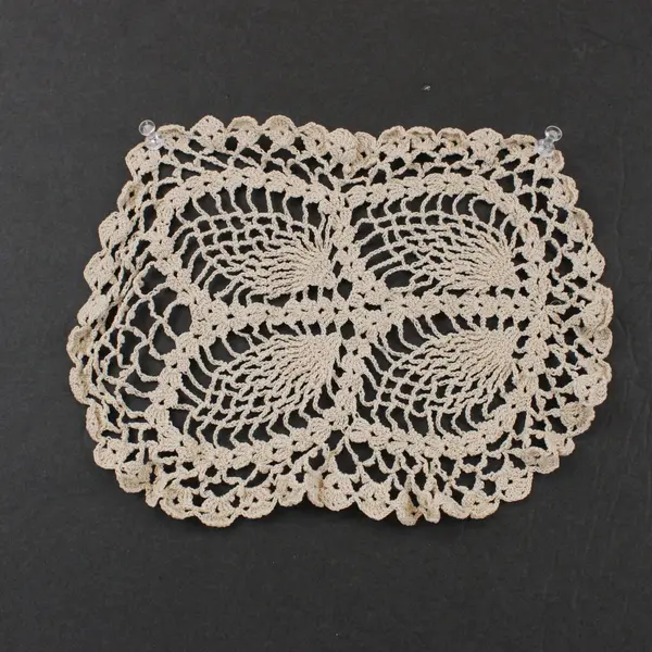 Lot of 2 Handmade Crochet Doilies White & Beige Lace Pre-Owned