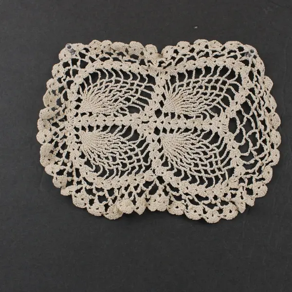 Lot of 2 Handmade Crochet Doilies White & Beige Lace Pre-Owned